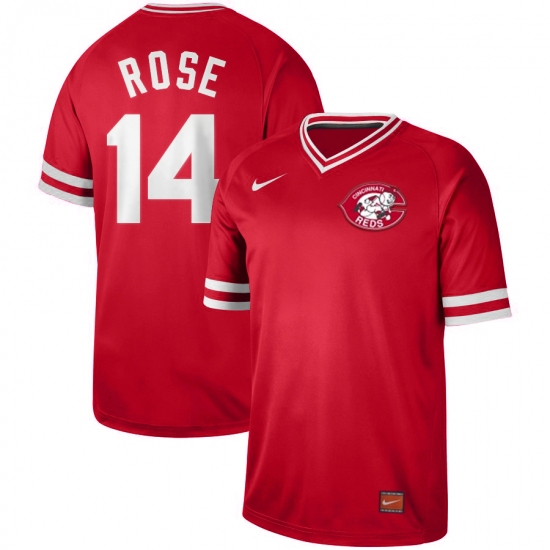 Men's Nike Cincinnati Reds 14 Pete Rose Nike Cooperstown Collection Legend V-Neck Jersey Red