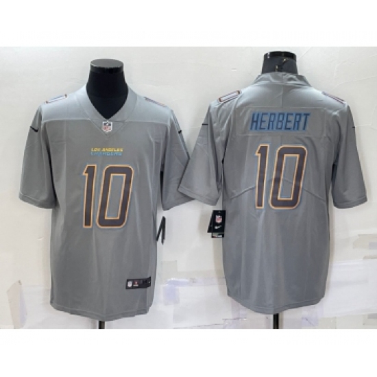 Men's Los Angeles Chargers 10 Justin Herbert Grey Atmosphere Fashion 2022 Vapor Untouchable Stitched Nike Limited Jersey