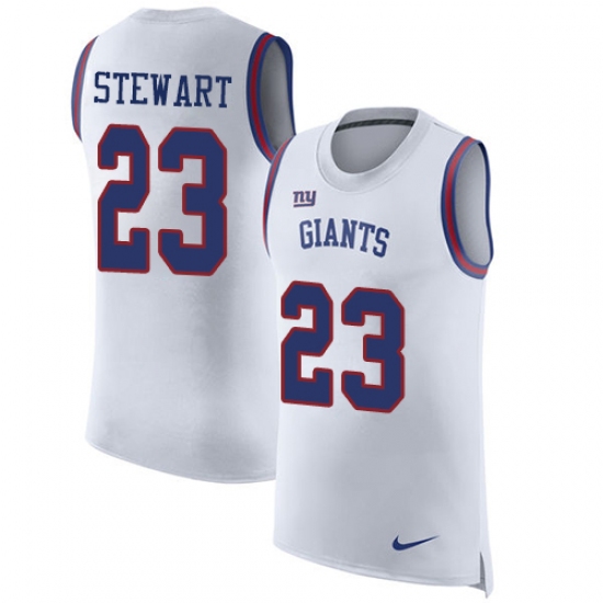 Men's Nike New York Giants 23 Jonathan Stewart White Rush Player Name & Number Tank Top NFL Jersey