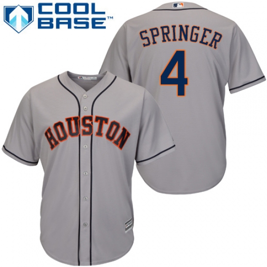 Youth Majestic Houston Astros 4 George Springer Replica Grey Road Cool Base MLB Jersey