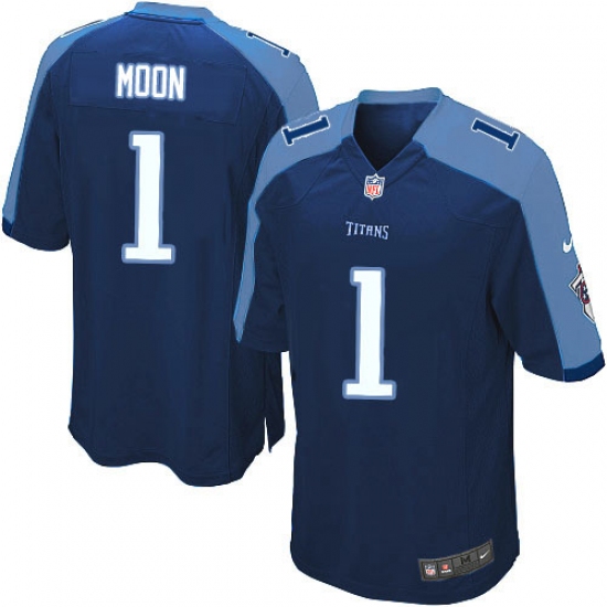 Men's Nike Tennessee Titans 1 Warren Moon Game Navy Blue Alternate NFL Jersey