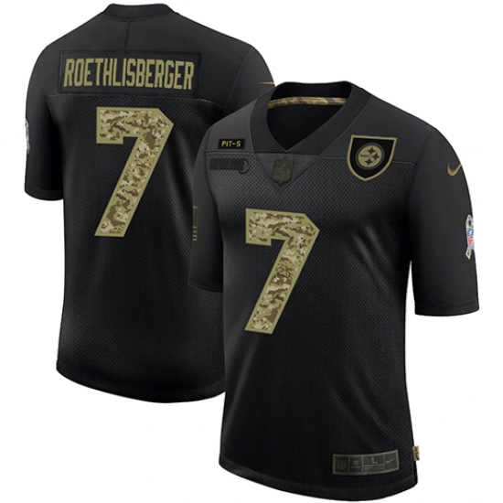 Men's Pittsburgh Steelers 7 Ben Roethlisberger Camo 2020 Salute To Service Limited Jersey