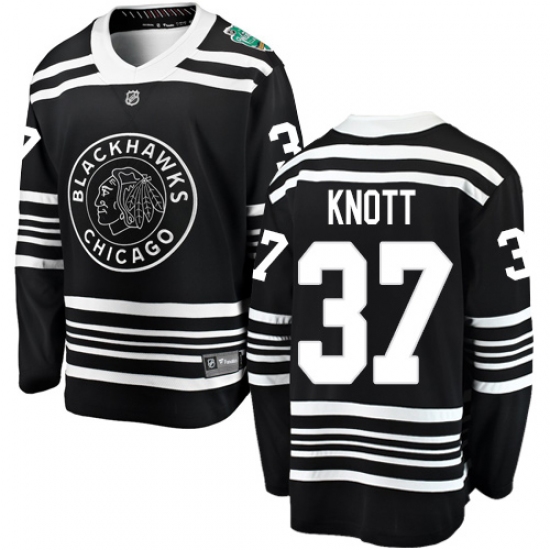 Youth Chicago Blackhawks 37 Graham Knott Black 2019 Winter Classic Fanatics Branded Breakaway NHL Jersey