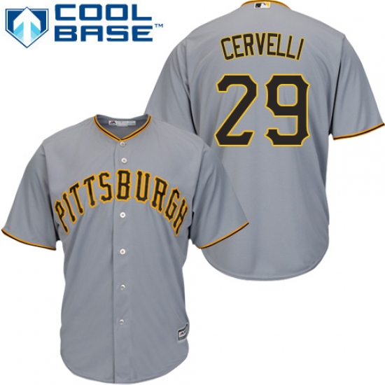 Youth Majestic Pittsburgh Pirates 29 Francisco Cervelli Replica Grey Road Cool Base MLB Jersey