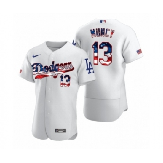 Men's Max Muncy 13 Los Angeles Dodgers White 2020 Stars & Stripes 4th of July Jersey