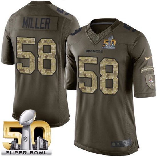 Youth Nike Denver Broncos 58 Von Miller Elite Green Salute to Service Super Bowl 50 Bound NFL Jersey
