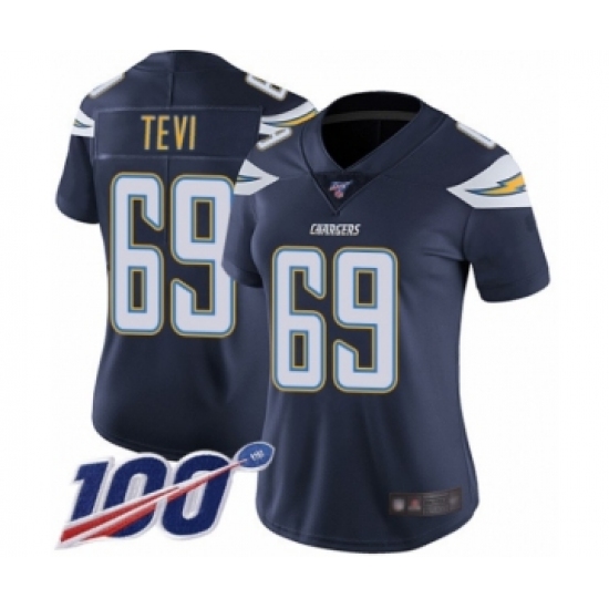 Women's Los Angeles Chargers 69 Sam Tevi Navy Blue Team Color Vapor Untouchable Limited Player 100th Season Football Jersey