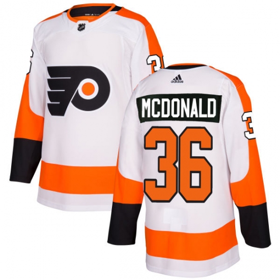 Men's Adidas Philadelphia Flyers 36 Colin McDonald Authentic White Away NHL Jersey