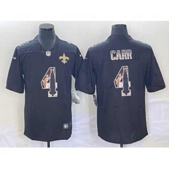 Men's New Orleans Saints 4 Derek Carr 2019 Black Statue Of Liberty Stitched NFL Nike Limited Jersey