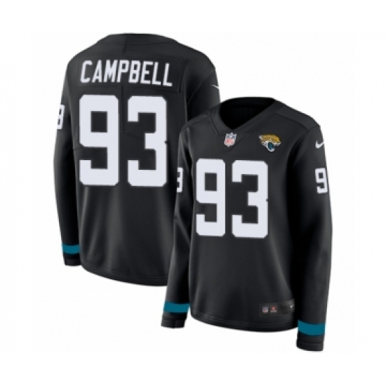 Women's Nike Jacksonville Jaguars 93 Calais Campbell Limited Black Therma Long Sleeve NFL Jersey