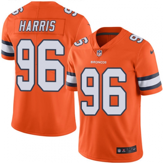 Youth Nike Denver Broncos 96 Shelby Harris Limited Orange Rush Vapor Untouchable NFL Jersey
