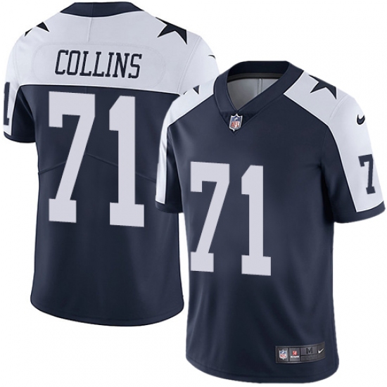 Men's Nike Dallas Cowboys 71 La'el Collins Navy Blue Throwback Alternate Vapor Untouchable Limited Player NFL Jersey