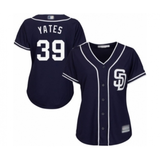Women's San Diego Padres 39 Kirby Yates Authentic Navy Blue Alternate 1 Cool Base Baseball Jersey