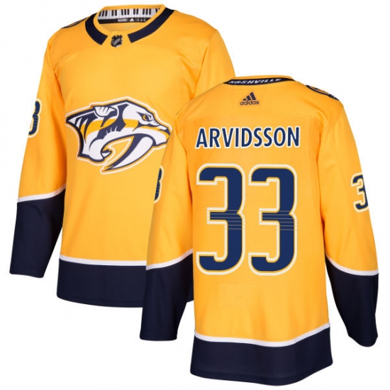 Men's Adidas Nashville Predators 33 Viktor Arvidsson Premier Gold Home NHL Jersey