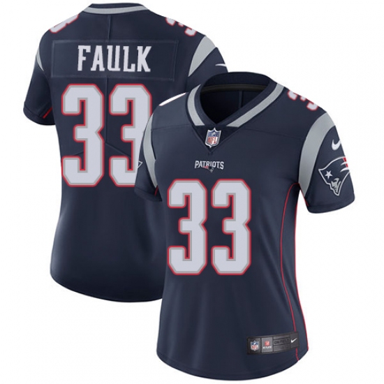 Women's Nike New England Patriots 33 Kevin Faulk Navy Blue Team Color Vapor Untouchable Limited Player NFL Jersey