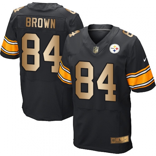 Men's Nike Pittsburgh Steelers 84 Antonio Brown Elite Black/Gold Team Color NFL Jersey