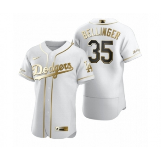Men's Los Angeles Dodgers 35 Cody Bellinger Nike White Authentic Golden Edition Jersey