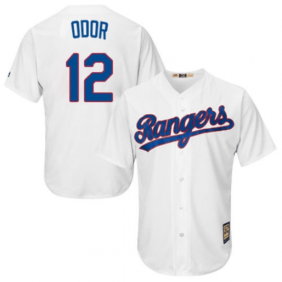 Men's Majestic Texas Rangers 12 Rougned Odor Replica White Cooperstown MLB Jersey