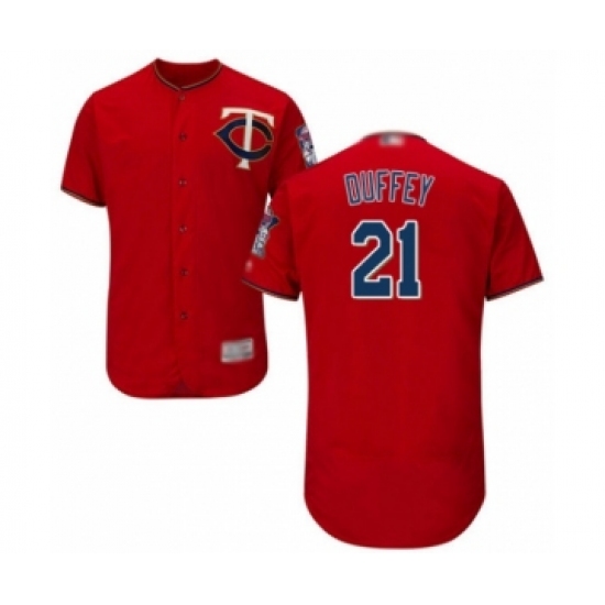 Men's Minnesota Twins 21 Tyler Duffey Authentic Scarlet Alternate Flex Base Authentic Collection Baseball Player Jersey