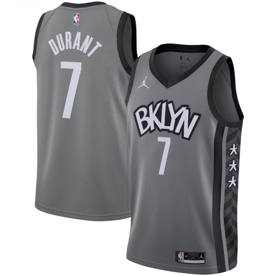 Men's Brooklyn Nets 7 Kevin Durant Jordan Brand Gray 2020-21 Swingman Jersey