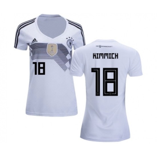 Women's Germany 18 Kimmich White Home Soccer Country Jersey