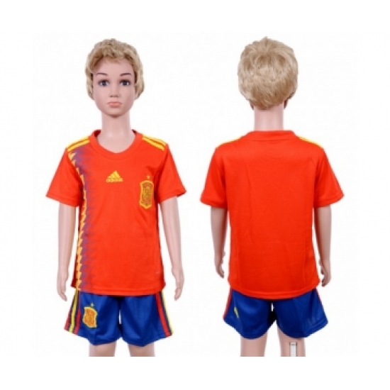 Spain Blank Home Kid Soccer Country Jersey