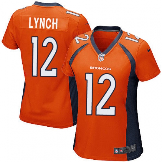 Women's Nike Denver Broncos 12 Paxton Lynch Game Orange Team Color NFL Jersey
