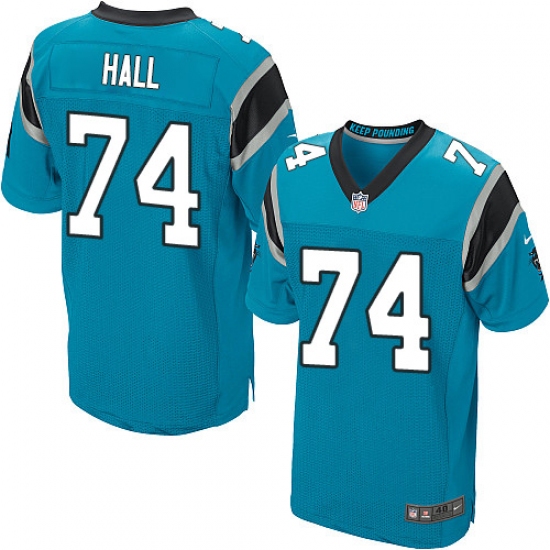 Men's Nike Carolina Panthers 74 Daeshon Hall Elite Blue Alternate NFL Jersey