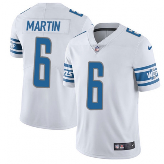 Youth Nike Detroit Lions 6 Sam Martin Elite White NFL Jersey