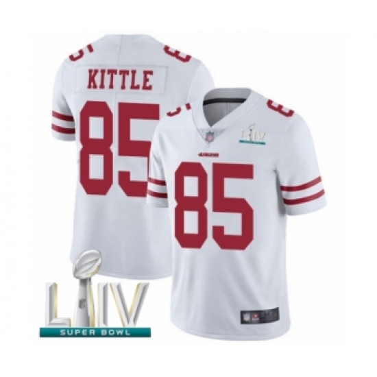 Men's San Francisco 49ers 85 George Kittle White Vapor Untouchable Limited Player Super Bowl LIV Bound Football Jersey
