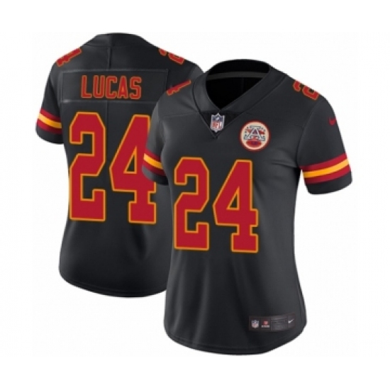 Women's Nike Kansas City Chiefs 24 Jordan Lucas Limited Black Rush Vapor Untouchable NFL Jersey