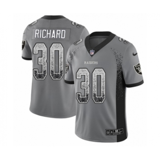 Men's Nike Oakland Raiders 30 Jalen Richard Limited Gray Rush Drift Fashion NFL Jersey