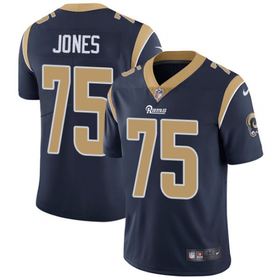 Men's Nike Los Angeles Rams 75 Deacon Jones Navy Blue Team Color Vapor Untouchable Limited Player NFL Jersey