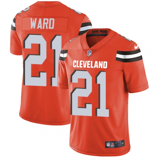 Youth Nike Cleveland Browns 21 Denzel Ward Orange Alternate Vapor Untouchable Limited Player NFL Jersey