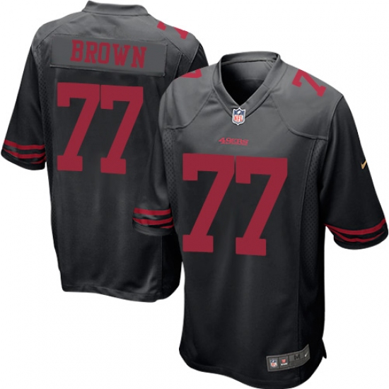 Men's Nike San Francisco 49ers 77 Trent Brown Game Black Alternate NFL Jersey