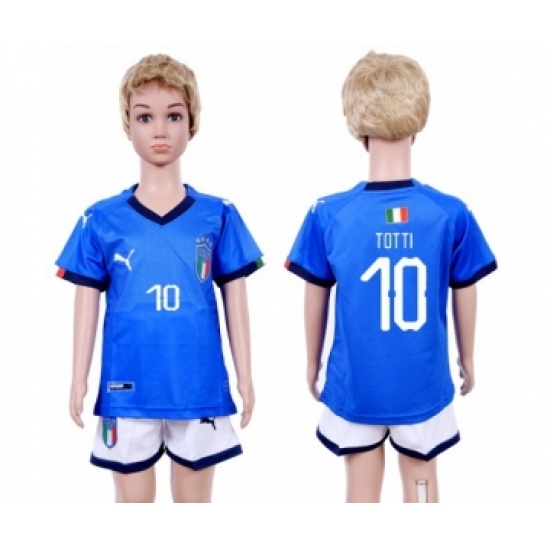 Italy 10 Totti Home Kid Soccer Country Jersey