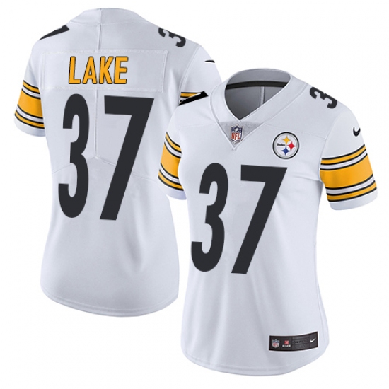 Women's Nike Pittsburgh Steelers 37 Carnell Lake White Vapor Untouchable Limited Player NFL Jersey