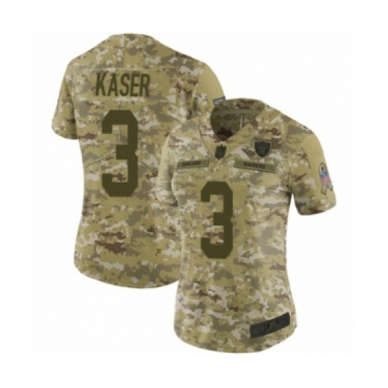 Women's Oakland Raiders 3 Drew Kaser Limited Camo 2018 Salute to Service Football Jersey