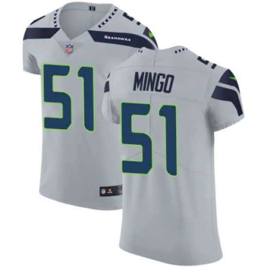 Men's Nike Seattle Seahawks 51 Barkevious Mingo Grey Alternate Vapor Untouchable Elite Player NFL Jersey