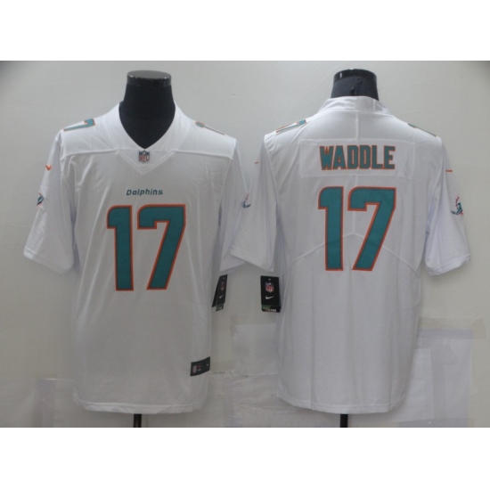 Men's Miami Dolphins 17 Jaylen Waddle White Nike Aqua 2021 Draft First Round Pick Leopard Jersey