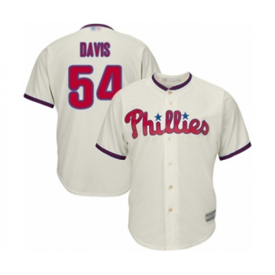 Youth Philadelphia Phillies 54 Austin Davis Authentic Cream Alternate Cool Base Baseball Player Jersey