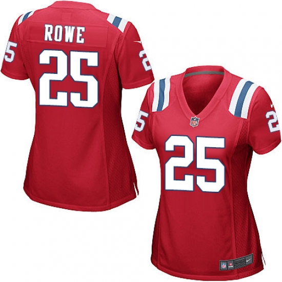 Women's Nike New England Patriots 25 Eric Rowe Game Red Alternate NFL Jersey