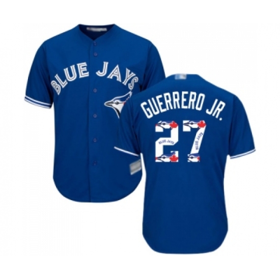 Men's Toronto Blue Jays 27 Vladimir Guerrero Jr. Authentic Blue Team Logo Fashion Baseball Jersey