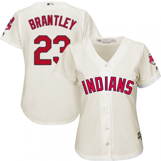 Women's Majestic Cleveland Indians 23 Michael Brantley Authentic Cream Alternate 2 Cool Base MLB Jersey