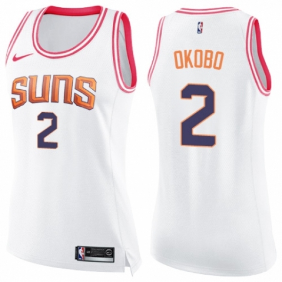 Women's Nike Phoenix Suns 2 Elie Okobo Swingman White/Pink Fashion NBA Jersey