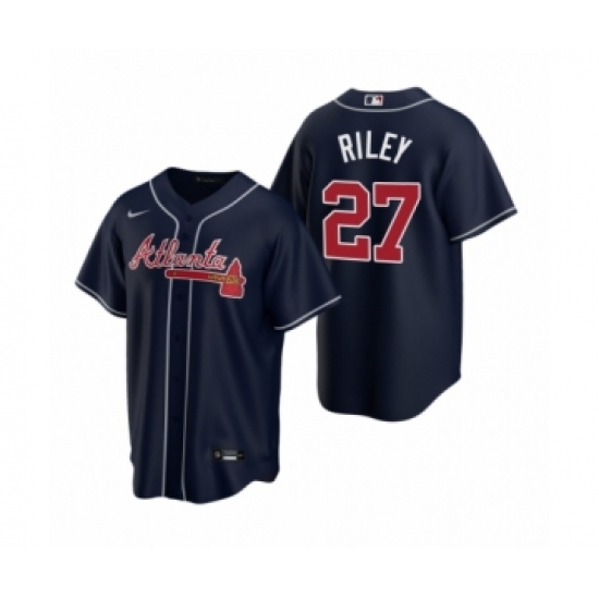 Women Atlanta Braves 27 Austin Riley Nike Navy 2020 Replica Alternate Jersey