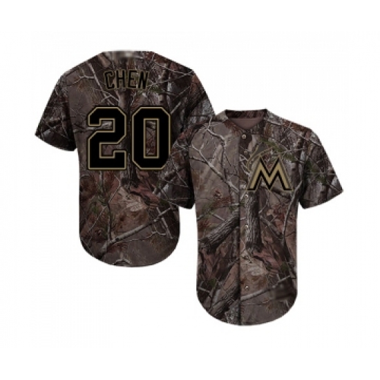Youth Miami Marlins 20 Wei-Yin Chen Authentic Camo Realtree Collection Flex Base Baseball Jersey