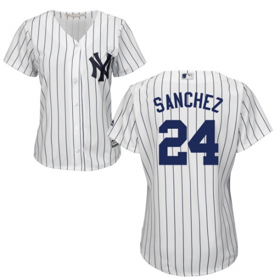 Women's Majestic New York Yankees 24 Gary Sanchez Authentic White Home MLB Jersey
