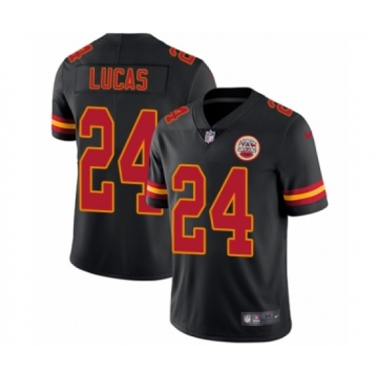 Youth Nike Kansas City Chiefs 24 Jordan Lucas Limited Black Rush Vapor Untouchable NFL Jersey
