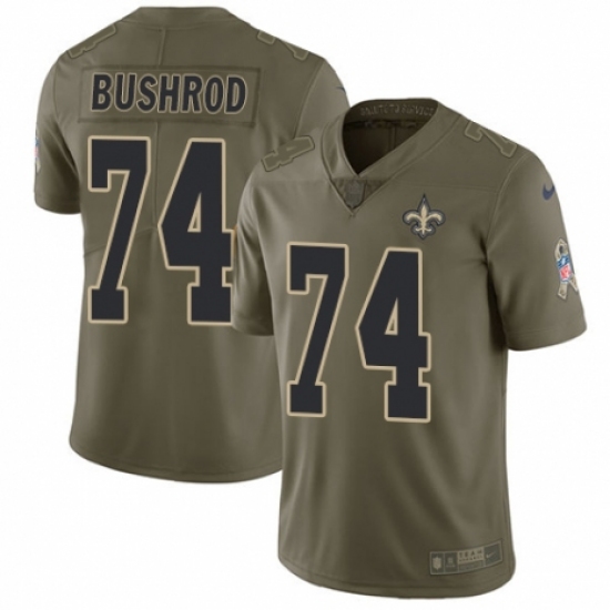 Men's Nike New Orleans Saints 74 Jermon Bushrod Limited Olive 2017 Salute to Service NFL Jersey